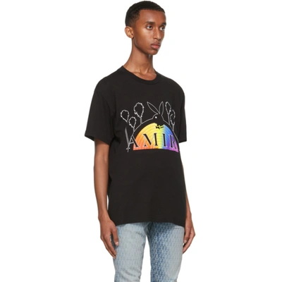 Shop Amiri Black Playboy Edition Rainbow T-shirt In Black-30 Single Supi