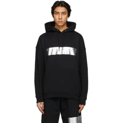 Shop Givenchy Black Latex Logo Hoodie In 001 Black