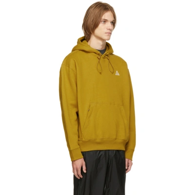 Shop Nike Khaki Fleece Acg Pullover Hoodie In Peat Moss/desert Mos