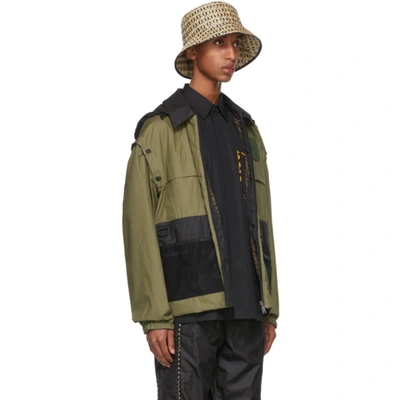 Shop Fendi Reversible Khaki Coated Cotton Backpack Jacket In F1do7 Green