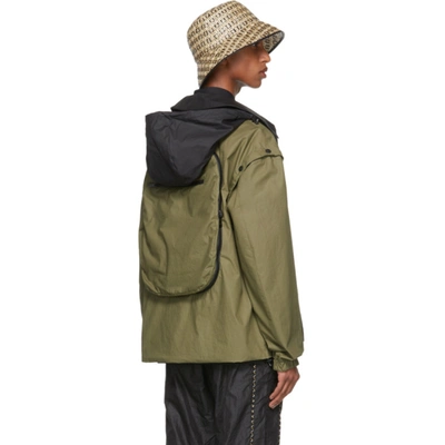 Shop Fendi Reversible Khaki Coated Cotton Backpack Jacket In F1do7 Green