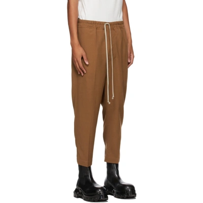 Shop Rick Owens Tan Wool Cropped Drawstring Astaires Trousers In 24 Honey