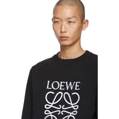 Shop Loewe Black Embroidered Anagram Sweatshirt In 1100 Black