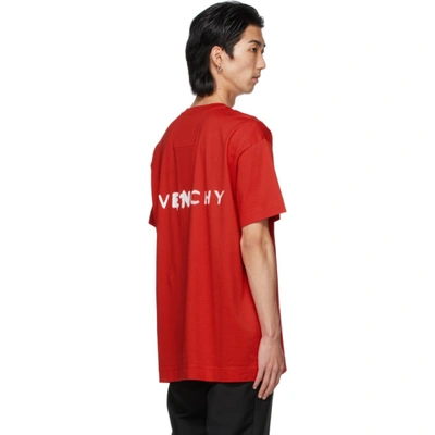 Shop Givenchy Red Gothic Print T-shirt In 600-red