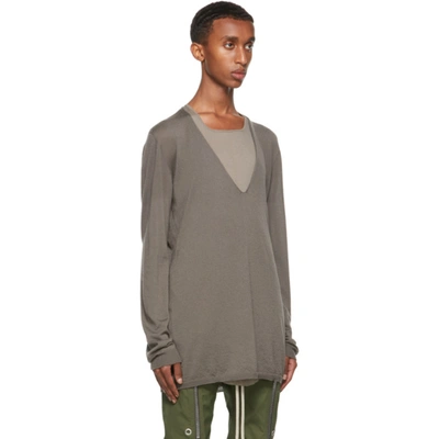 Shop Rick Owens Grey Cashmere Deep V-neck Sweatshirt In 34 Dust