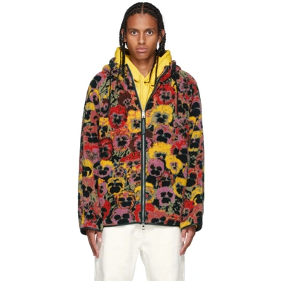 Pansies Floral Jacquard Fleece Hooded Jacket In Multi
