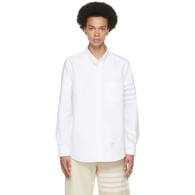 Shop Thom Browne White 4-bar Straight Fit Shirt In 100 White