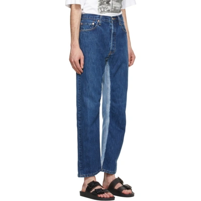 Shop Balenciaga Blue Recycled Slip Patch Jeans In 5662 Washed Indigo