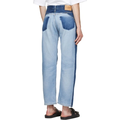 Shop Balenciaga Blue Recycled Slip Patch Jeans In 5662 Washed Indigo