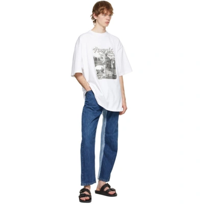 Shop Balenciaga Blue Recycled Slip Patch Jeans In 5662 Washed Indigo