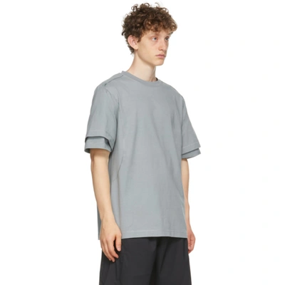 Shop Affix Grey Heavy Jersey Dual Sleeve T-shirt In Silver Grey
