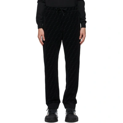 Shop Fendi Black Piqué 'forever ' Lounge Pants In F0abb Black