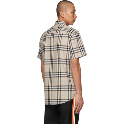 Shop Burberry Beige Poplin Check Short Sleeve Shirt In Light Almond