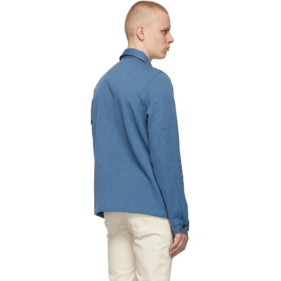 Shop Naked And Famous Blue Loose Weave Dobby Shirt In Paleblue