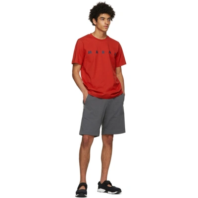 Shop Marni Red Logo T-shirt In 00r60 Red