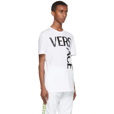 Shop Versace White Logo T-shirt In 1w000 White