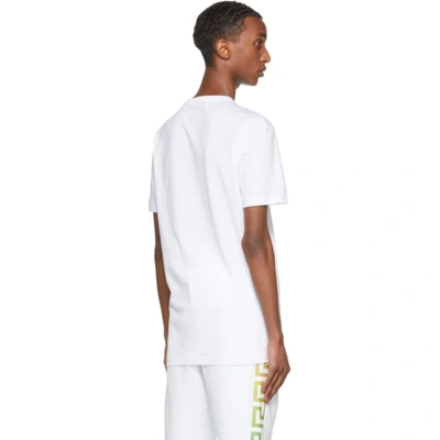 Shop Versace White Logo T-shirt In 1w000 White