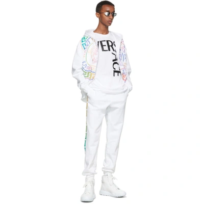 Shop Versace White Logo T-shirt In 1w000 White