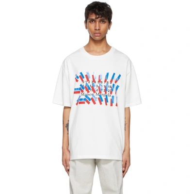 Shop Maison Margiela White Tape Print T-shirt In 101 Off White