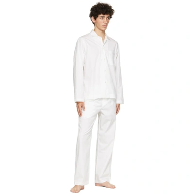 Shop Tekla White Poplin Pyjama Pants In Alabaster White