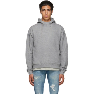 Shop John Elliott Grey Aspen Mock Hoodie In Dark Grey