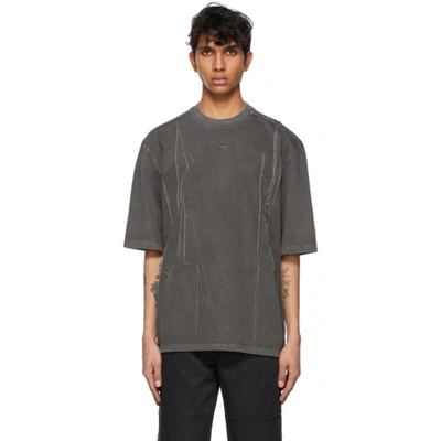 Shop Ader Error Grey Needle Logo T-shirt In Charcoal