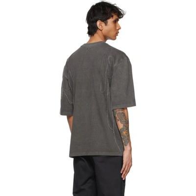 Shop Ader Error Grey Needle Logo T-shirt In Charcoal