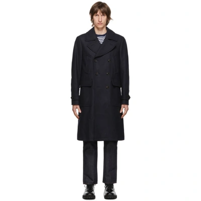 Shop Belstaff Navy Wool Milford Coat In 80016 Ink B