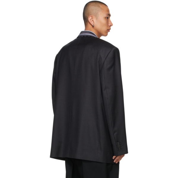 Balenciaga oversized contrast-collar blazer - Black
