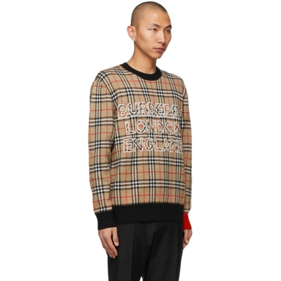 Shop Burberry Beige Jacquard Check Logo Sweater In Archive Beige Ip Ch