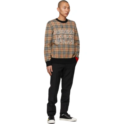 Shop Burberry Beige Jacquard Check Logo Sweater In Archive Beige Ip Ch