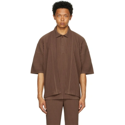 Shop Issey Miyake Brown Monthly Color May Cardigan In 44 Burnt Umber Brown