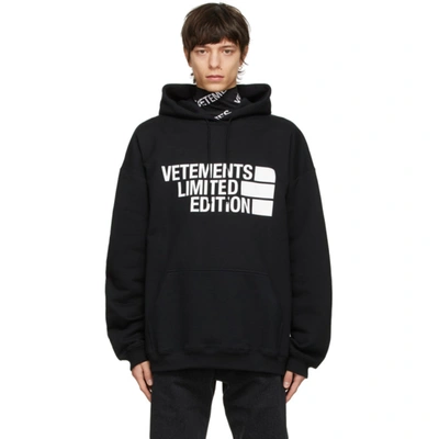 Shop Vetements Black 'limited Edition' Big Logo Hoodie In Black 14619683