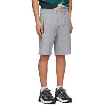 Shop Balmain Grey Embossed Logo Shorts In 9ub Gris