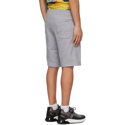 Shop Balmain Grey Embossed Logo Shorts In 9ub Gris