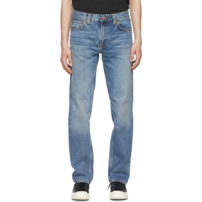 Shop Nudie Jeans Blue Gritty Jackson Jeans In Old Gold