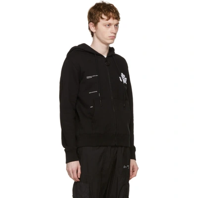 Shop Off-white Black Blur Logo Zipped Hoodie In Black Whit