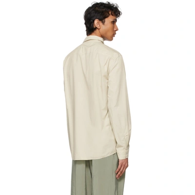 Shop Lemaire Beige Regular Shirt In 911 Lt Pelican Grey