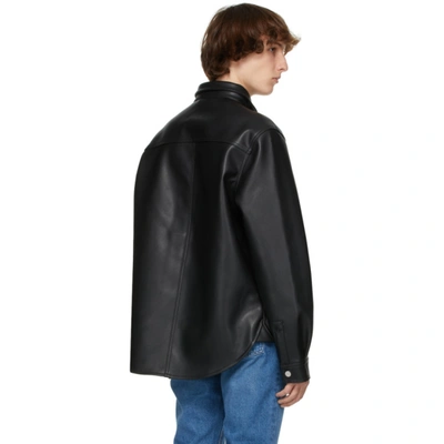 Shop Axel Arigato Black Faux-leather Thames Overshirt