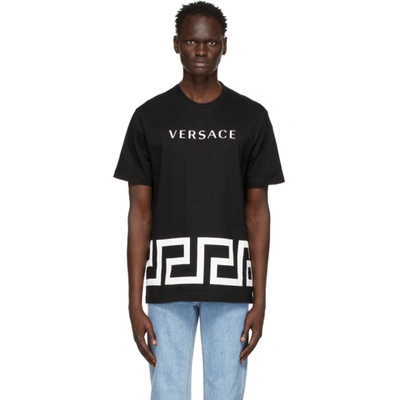 Shop Versace Black Greca Logo T-shirt In A1008 Black