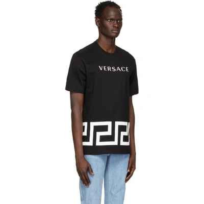 Shop Versace Black Greca Logo T-shirt In A1008 Black