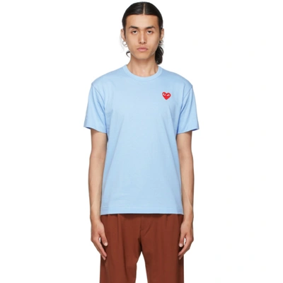 Shop Comme Des Garçons Play Blue Heart Patch T-shirt In 1 Blue