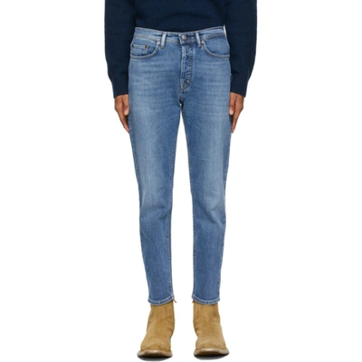 Shop Acne Studios Blue Faded Slim Tapered Jeans In Mid Blue