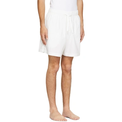 Shop Tekla White Poplin Pyjama Shorts In Alabaster White