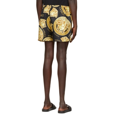 Shop Versace Black & Gold Medusa Print Shorts In 5b000 Blkgl