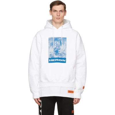 Shop Heron Preston White Halo Hoodie In White Blue