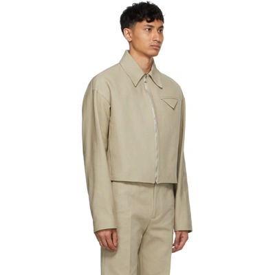 Shop Bottega Veneta Beige Cotton Jacket In 9733 Sand