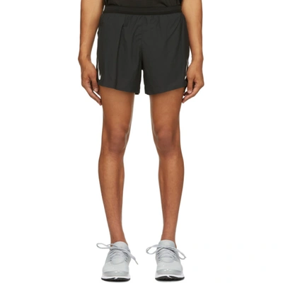 Shop Nike Black Aeroswift Running Shorts In Black/white