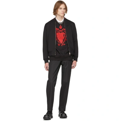 Shop Alexander Mcqueen Black Painted Heart Sweatshirt In 0901 Black/red