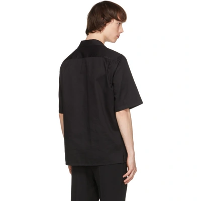 Shop Alexander Mcqueen Black Gabardine Logo Short Sleeve Shirt In 1000 Black